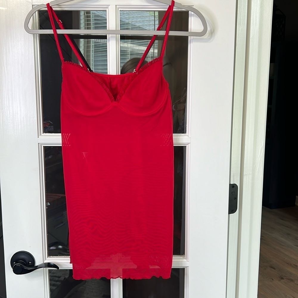 LEONISA Sexy Red Stretch Chemise Nightie Lingerie Size Medium